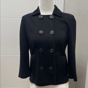 Classic Black Double-Breasted cropped Jacket